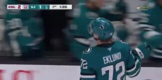 Eklund Sets ‘Deep Playoff Run’ Bar With Senators William Eklund San Jose Sharks forward celebrates goal Ottawa Senators trade