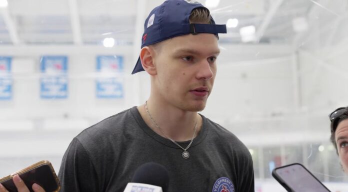 Alberts Smits Debut: Two Assists, Three Goals Against Alberts Smits Rangers development camp No. 5 pick 2026 NHL Draft defenseman
