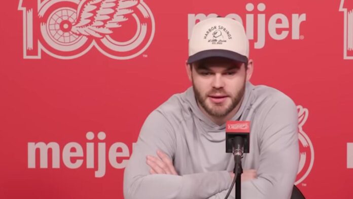 alex-debrincat-red-wings-trade-extension Alex DeBrincat speaks to reporters at Red Wings season-ending media day amid trade rumors and extension talk