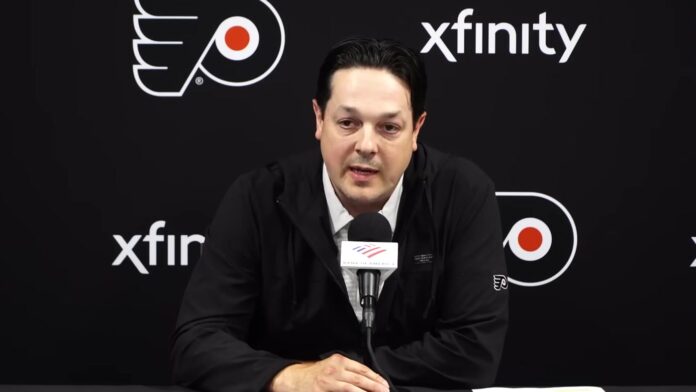 Danny Briere Flyers Carlsson offer sheet Flyers general manager Danny Briere speaks to the media about the Leo Carlsson offer sheet