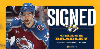 Predators Sign Chase Bradley, Completing Drury Trade Chase Bradley Nashville Predators two-year two-way contract signing 2026