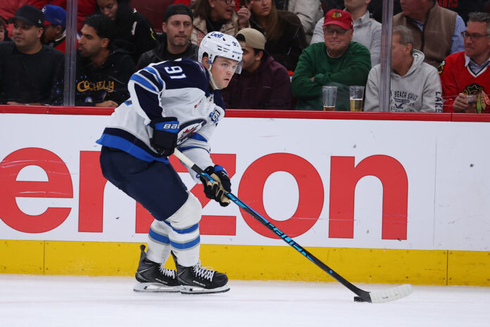 NHL: MAR 31 Jets at Blackhawks Cole Perfetti Winnipeg Jets arbitration filing contract
