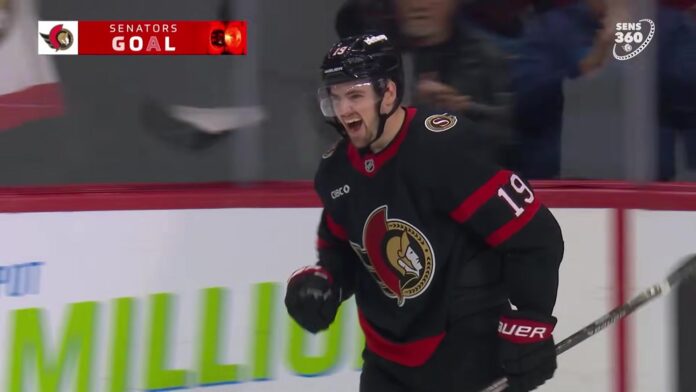 Drake Batherson extension Senators Drake Batherson celebrates a goal for the Ottawa Senators as extension talks continue
