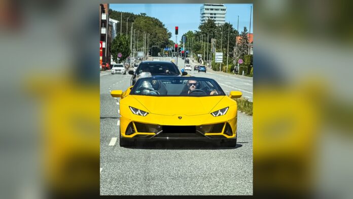 Nikolaj Ehlers Stanley Cup Lamborghini Aalborg Denmark Nikolaj Ehlers drives a yellow Lamborghini with the Stanley Cup in the passenger seat through Aalborg, Denmark