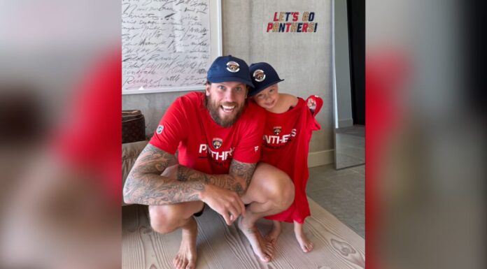Markstrom Injury: Panthers Goalie Out 10-14 Days Jacob Markstrom and his son wear Florida Panthers gear after trade from Devils