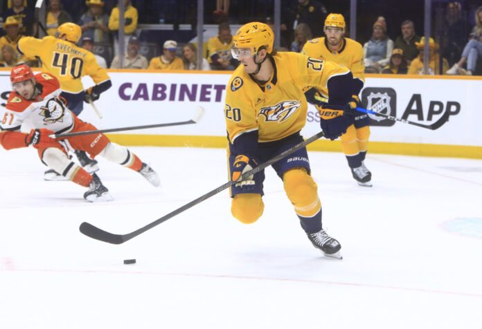 Justin Barron Predators signing 2026 Nashville Predators defenseman Justin Barron re-signs one-year contract 2026-27