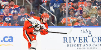 Leo Carlsson Offer Sheet: Vatrano Sees a ‘Huge Step’ Coming Anaheim Ducks center Leo Carlsson takes a shot against the Edmonton Oilers in the 2026 Stanley Cup Playoffs