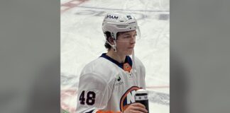 Schaefer on Islanders Captaincy: ‘I’m in No Rush’ New York Islanders defenseman Matthew Schaefer during warmups, a candidate to become the Islanders next captain