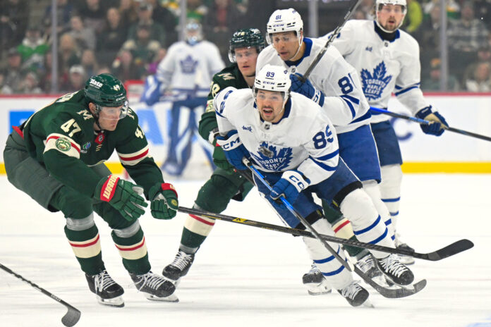 Nick Robertson Penguins trade Toronto Maple Leafs forward Nicholas Robertson skates with the puck