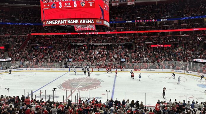 Panthers Cap Space: Florida Has $34,286 for 2026-27 Amerant Bank Arena ice with the Florida Panthers logo at center ice, Panthers front office news