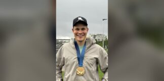 Puljujarvi Reels In His New Gold Medal With a Fishing Rod Jesse Puljujarvi wearing his replacement 2026 IIHF World Championship gold medal in Oulu, Finland