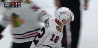 Boisvert Pushing for Blackhawks Roster Spot After NHL Look Sacha Boisvert Chicago Blackhawks first NHL goal vs Seattle Kraken