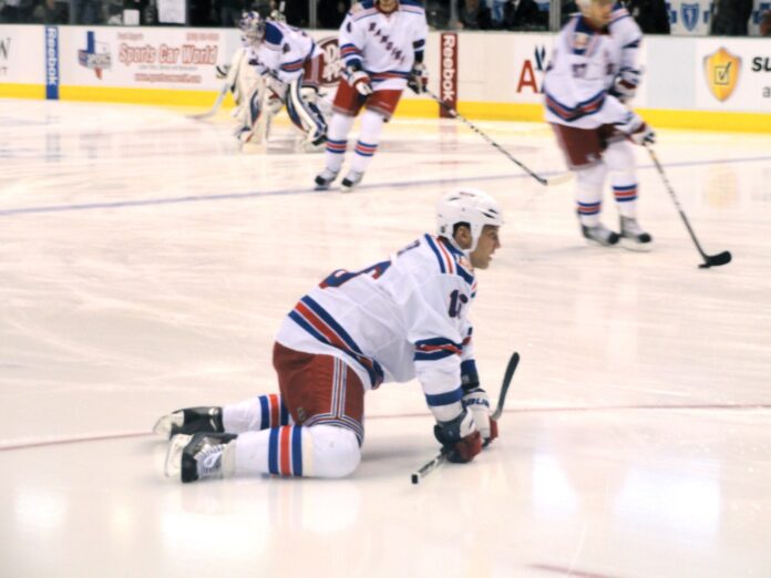 sean-avery-rangers Sean Avery New York Rangers left wing skating on the ice, now an actor in Christopher Nolan The Odyssey
