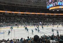 Nathan Airey Hire: Sharks EBUG Was a Big Ten Starter SAP Center San Jose Sharks arena ice, home of prospect Simon Wang