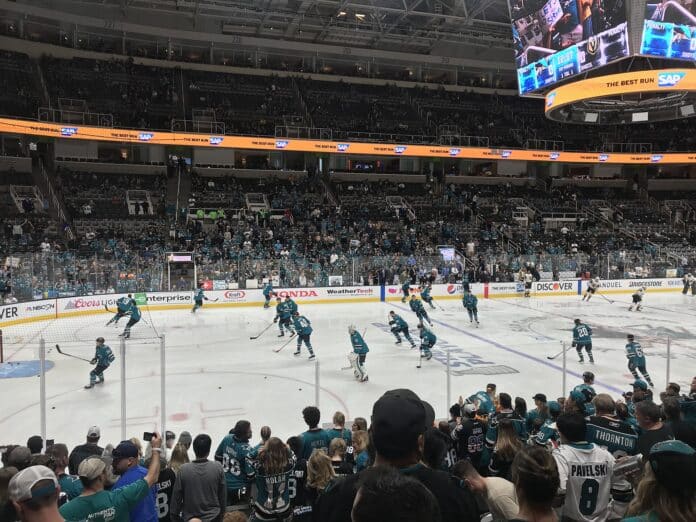 simon-wang-sharks-sap-center SAP Center San Jose Sharks arena ice, home of prospect Simon Wang