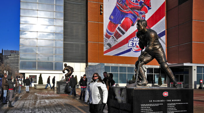 George Gillett Jr., Former Canadiens Owner, Dead at 87 Jean Beliveau statue Bell Centre Montreal Canadiens 2009
