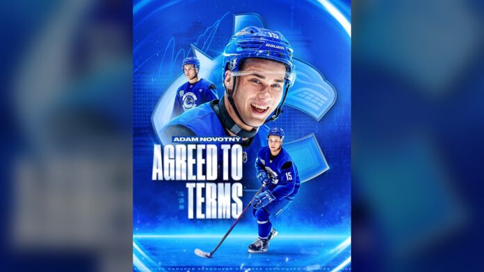 Adam Novotny Canucks entry-level contract 2026 Adam Novotny Canucks entry-level contract signing 2026 first-round pick