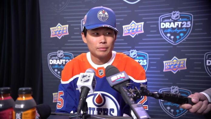 Aidan Park Oilers 2025 NHL Draft Aidan Park Oilers prospect at the 2025 NHL Draft in Los Angeles