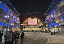 Stars Broadcast Move: Games Reportedly Headed to Prime Video American Airlines Center exterior with Dallas Stars fans arriving in Victory Park