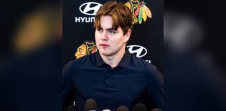 Prospect Pool Rankings 2026-27: Blackhawks Jump to No. 1 Anton Frondell speaks to reporters at Blackhawks end-of-season media availability