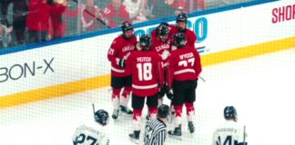 Hlinka Gretzky Cup Gold Medal Game: USA vs Canada Saturday Canada players celebrate a goal against Finland in the 2026 Hlinka Gretzky Cup semifinal in Edmonton