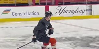 David Jiricek Waivers: Flyers Can’t Send Him to the AHL David Jiricek skates in Philadelphia Flyers practice gear as he pushes for a roster spot in 2026-27