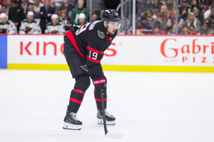 Drake Batherson Senators contract extension 2026 Drake Batherson of the Ottawa Senators lines up for a face-off during a game against the Minnesota Wild at Canadian Tire Centre
