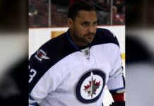 Dustin Byfuglien Alumni Game: Buff Is Back in Winnipeg Dustin Byfuglien in a Winnipeg Jets jersey ahead of the 2026 Heritage Classic alumni game