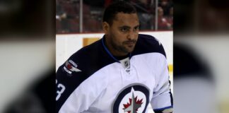 Dustin Byfuglien on Jets Alumni Game: ‘Never Was in Shape’ Dustin Byfuglien in a Winnipeg Jets jersey ahead of the 2026 Heritage Classic alumni game