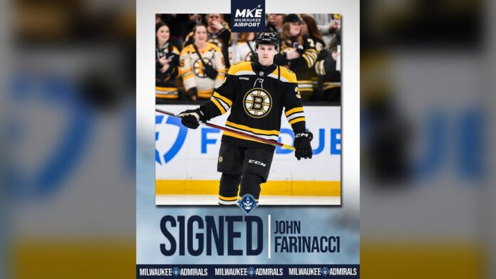 John Farinacci Signing Milwaukee Admirals John Farinacci signing Milwaukee Admirals AHL contract 2026