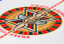 Golden Knights Enter Year 10 Having Reshaped the NHL Vegas Golden Knights Season X roulette wheel center ice logo at T-Mobile Arena for the 2026-27 NHL season