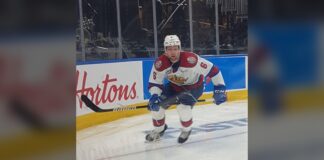 Prokop Brothers Signing: Luke and Josh Reunite in ECHL Luke Prokop skating during a WHL game, now signed with the ECHL South Carolina Stingrays for 2026-27