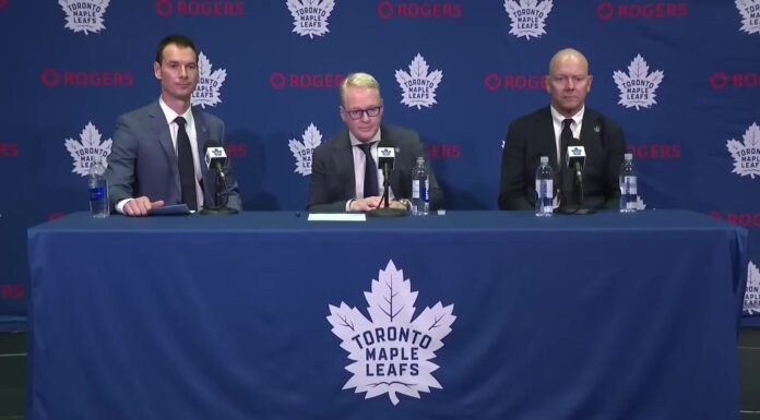 Maple Leafs Front Office: 35 Gone in Chayka’s First Summer John Chayka, Keith Pelley and Mats Sundin at the Toronto Maple Leafs leadership press conference