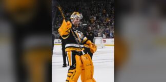 Marc-Andre Fleury Headlines Penguins Hall of Fame Class of 2026 Marc-Andre Fleury Penguins Hall of Fame Class of 2026 waves to fans at PPG Paints Arena
