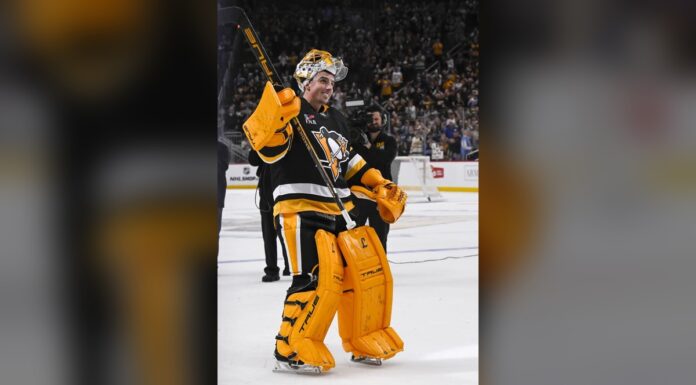 Marc-Andre Fleury Headlines Penguins Hall of Fame Class of 2026 Marc-Andre Fleury Penguins Hall of Fame Class of 2026 waves to fans at PPG Paints Arena