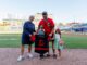 Martinook Stanley Cup: First Pitch Wins Back a Shirsey Jordan Martinook and his kids hold a Durham Bulls hockey jersey after his Stanley Cup first pitch