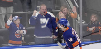 Matthew Schaefer Video: Fights Matt Martin, Then a Camper New York Islanders defenseman Matthew Schaefer celebrates a goal in front of cheering young fans at UBS Arena