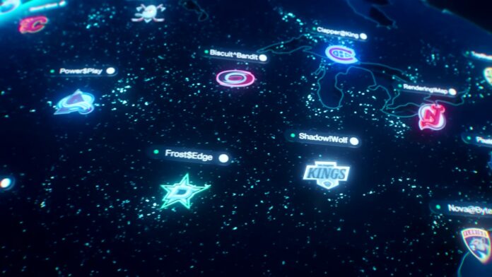 NHL 27 Connected Franchise league map NHL 27 Connected Franchise league map showing team logos and player gamertags