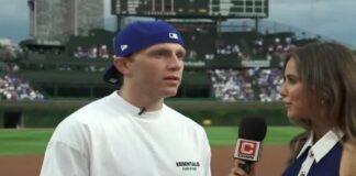 Patrick Kane First Pitch: Wrigley Gives Him a Long Ovation Patrick Kane at Wrigley Field before throwing out the first pitch at the Cubs-White Sox Crosstown Classic