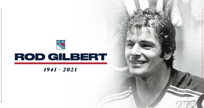 Rod Gilbert Rangers tribute Rod Gilbert New York Rangers tribute graphic, Mr. Ranger Hall of Famer 1941-2021