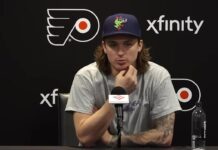 Flyers Lines: Zegras at Center, Luchanko Headed to AHL Trevor Zegras speaks to reporters as the Flyers plan to start him at center in 2026-27