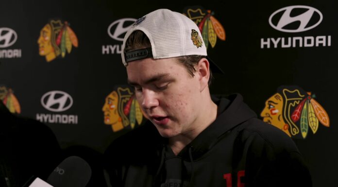 Frondell’s Blackhawks Goal: ‘Help the Team Make the Playoffs’ Anton Frondell speaks to reporters about the Chicago Blackhawks and their push to return to the Stanley Cup Playoffs