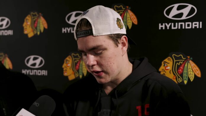 Anton Frondell Blackhawks playoffs 2026-27 Anton Frondell speaks to reporters about the Chicago Blackhawks and their push to return to the Stanley Cup Playoffs