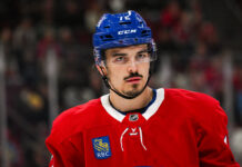 Xhekaj Signing: Canadiens Keep the Sheriff for One More Year Montreal Canadiens defenseman Arber Xhekaj at Bell Centre after signing a one-year contract