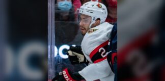 Artem Zub Injury: Senators D Likely Out for Opener Artem Zub of the Ottawa Senators battles along the boards in a white road jersey