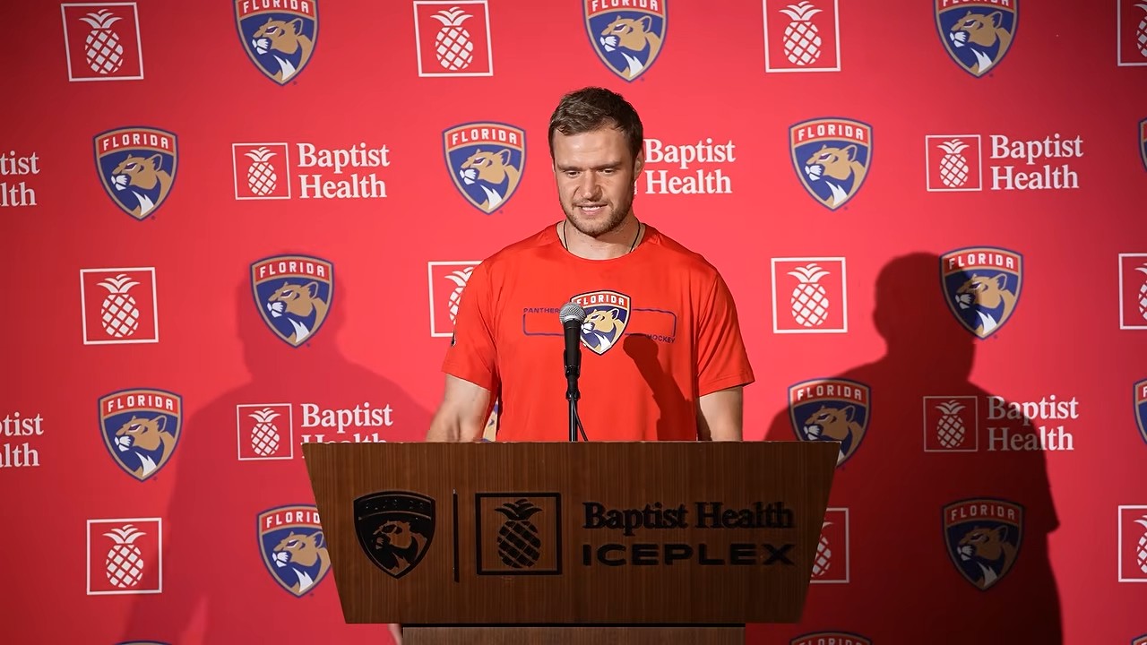 Aleksander Barkov smiles at Florida Panthers media day