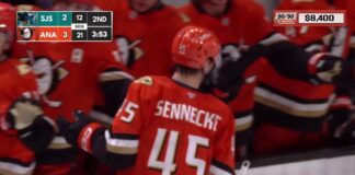 Sennecke Hat Trick: Three Straight Goals in Ducks Opener Beckett Sennecke celebrates along the Anaheim Ducks bench after scoring against the San Jose Sharks in the preseason opener