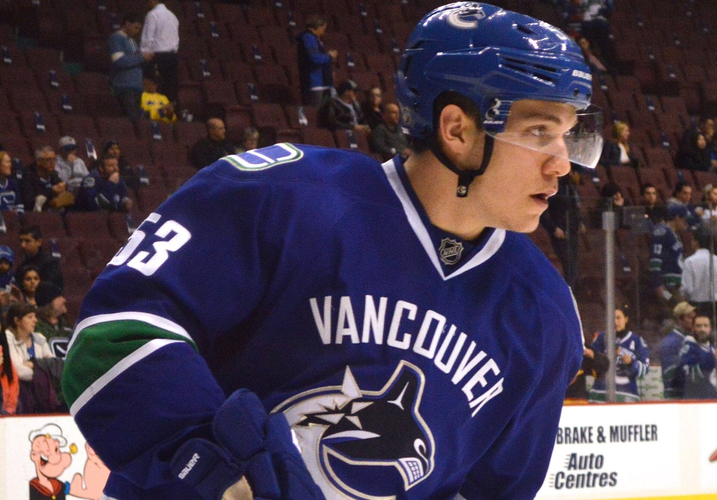 Bo Horvat wearing number 53 for the Vancouver Canucks during his rookie season