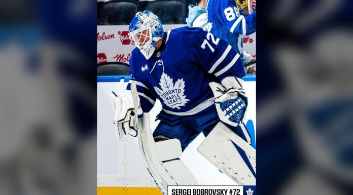 Bobrovsky Leafs Debut: Matthews Calls Him an ‘Absolute Treat’ Sergei Bobrovsky Toronto Maple Leafs preseason debut vs Canadiens Scotiabank Arena