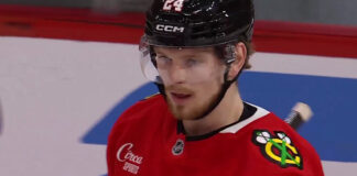 Bowen Byram Hat Trick: OT Winner in Blackhawks Debut Bowen Byram celebrates during the Chicago Blackhawks preseason game against the Minnesota Wild at the United Center